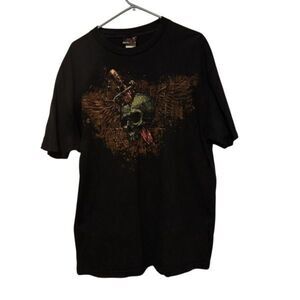 Miami Ink Skull Knife Size XL Black T-Shirt